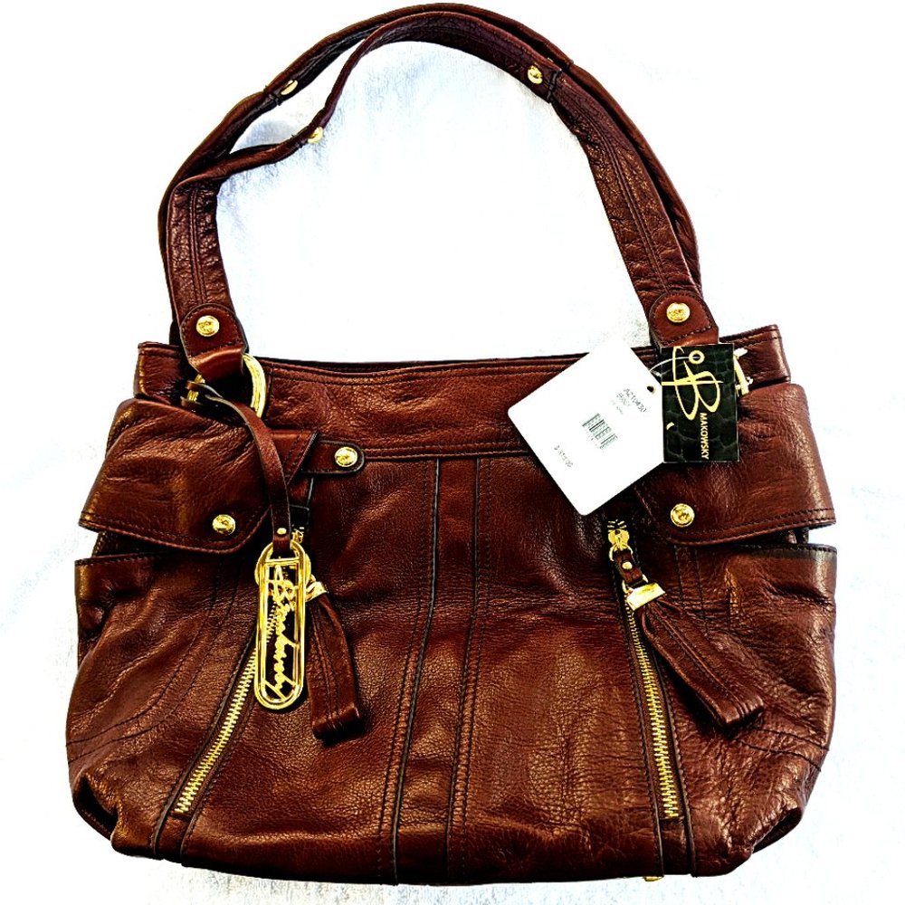 Authentic B Makowsky A210430 brown Italian glove leather BRAND NEW with tags